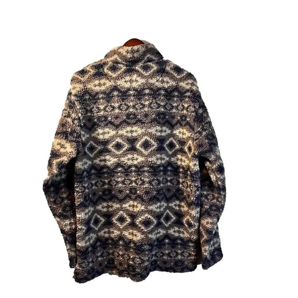 Southern Marsh Pullover Men's Large Aztec Brown Fleece Polyester 1/4 Zip - Picture 2 of 6